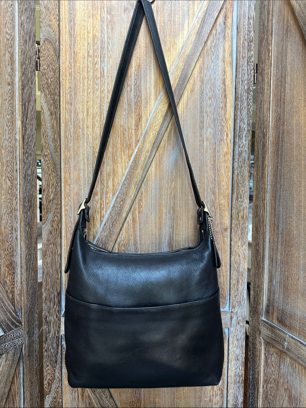 Coach 9148 Legacy Hobo Black Leather Crossbody Bag with Silver Hardware